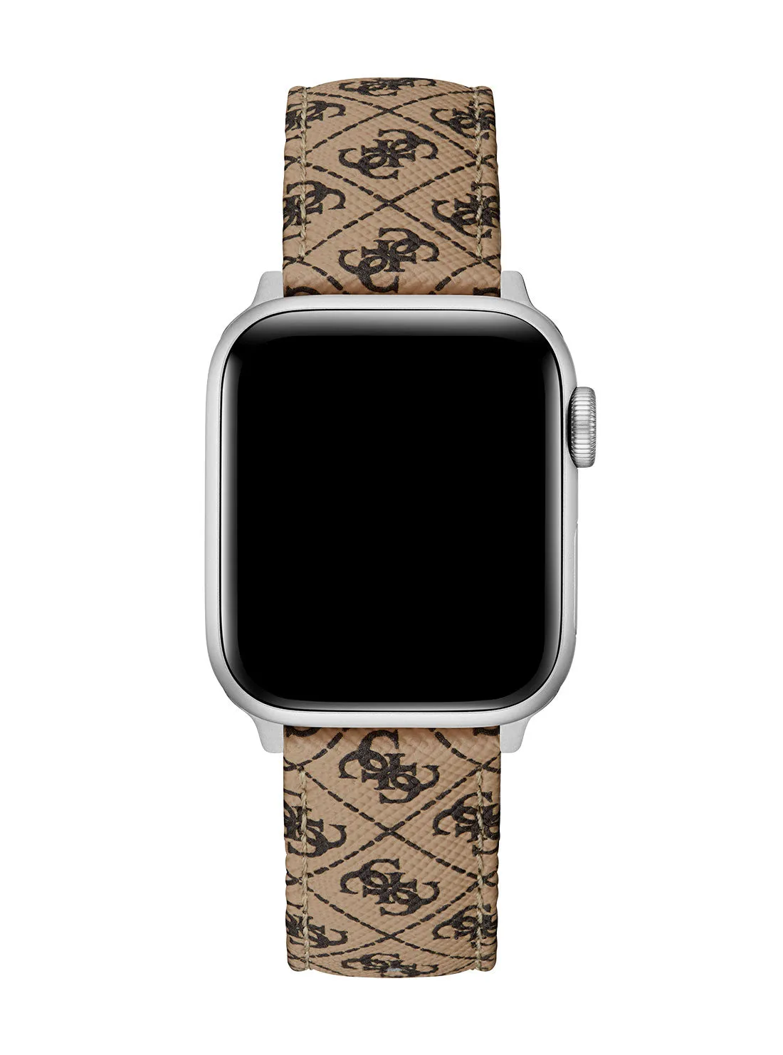 Brown Quattro G Leather Apple Watch Strap Guess