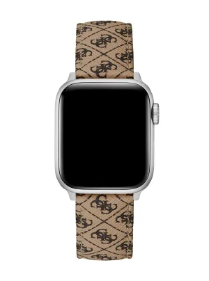 Brown Quattro G Leather Apple Watch Strap Guess