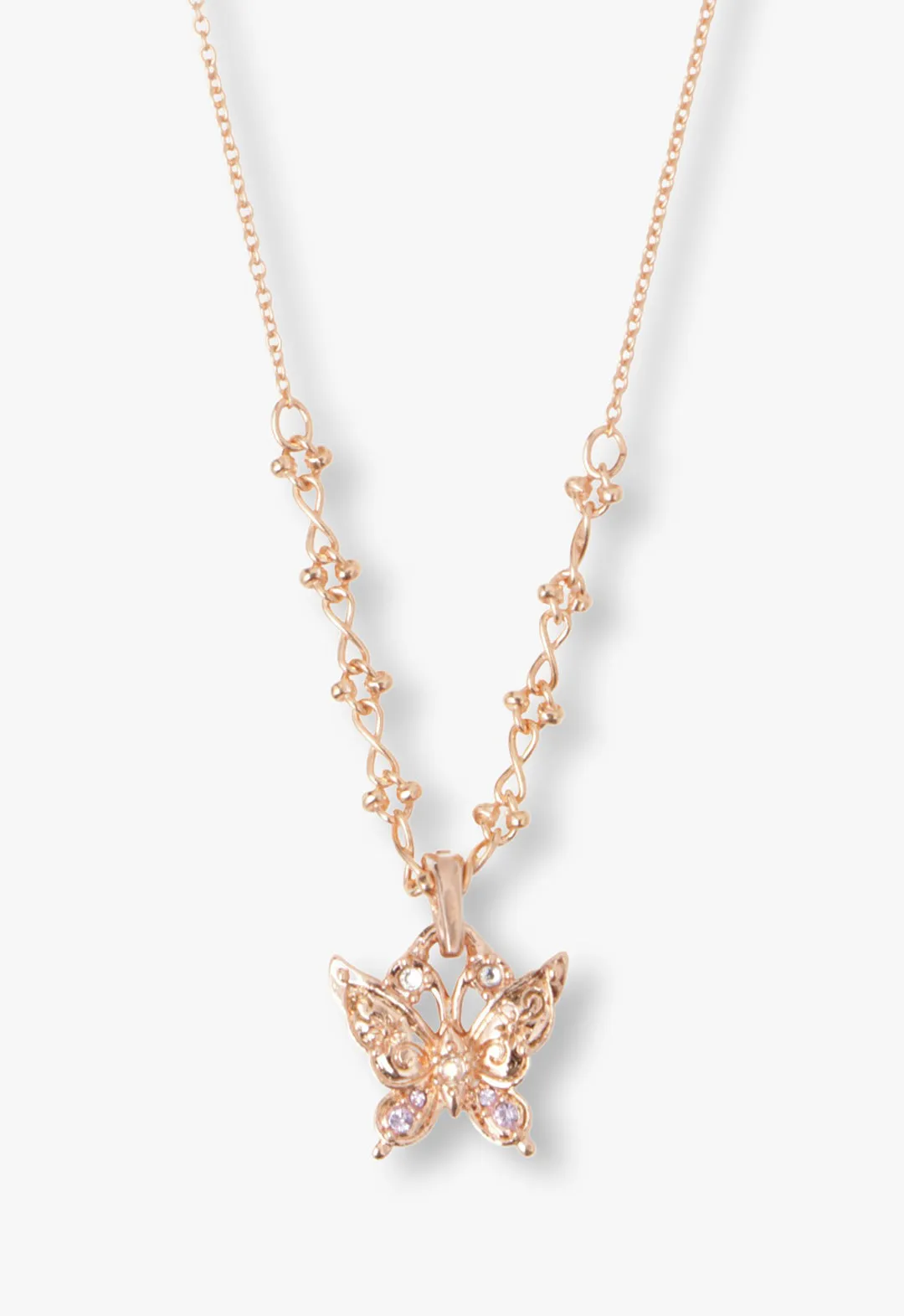 Butterfly & Rose Necklace Duo - Rose Gold Annasui