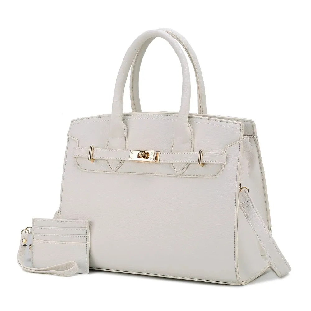 Calla Vegan Leather Womens Satchel Bag with Credit card holder 2 pieces