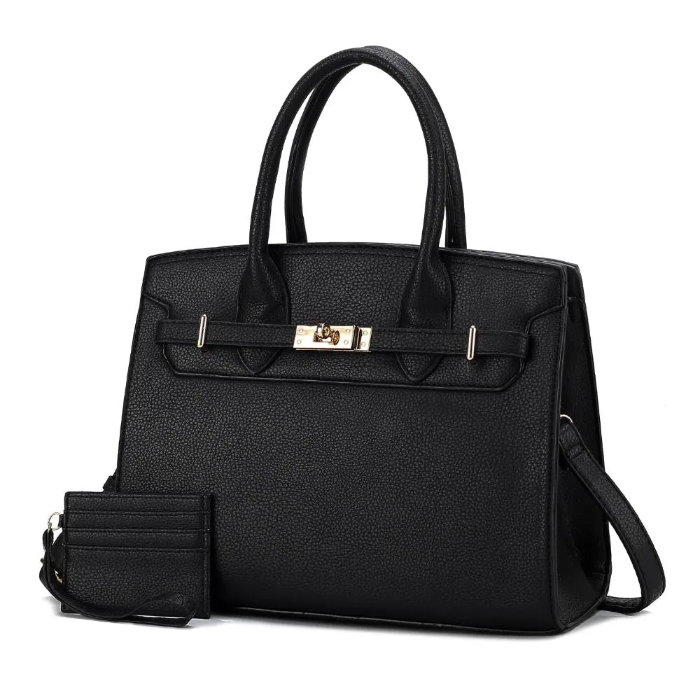 Calla Vegan Leather Womens Satchel Bag with Credit card holder 2 pieces