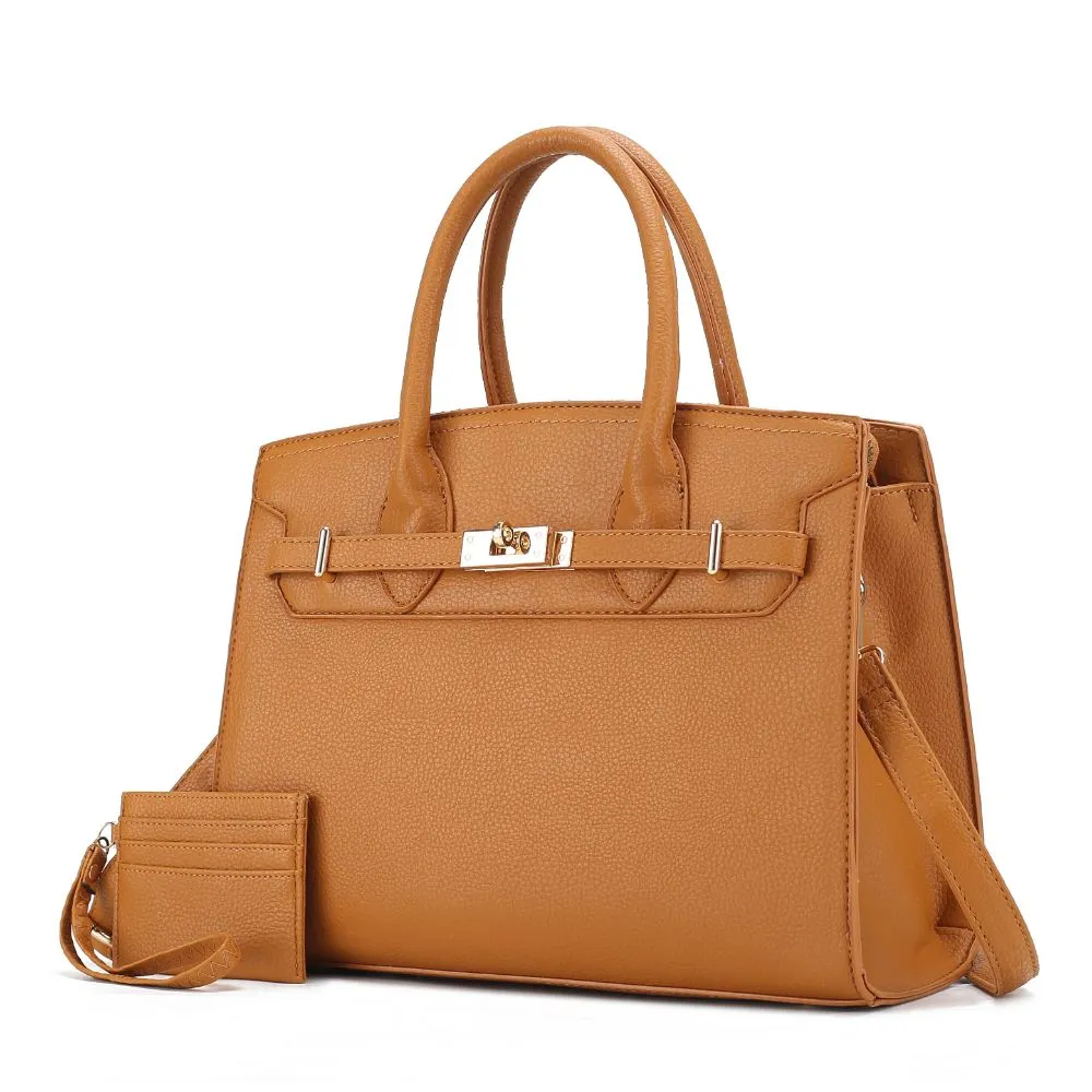 Calla Vegan Leather Womens Satchel Bag with Credit card holder 2 pieces