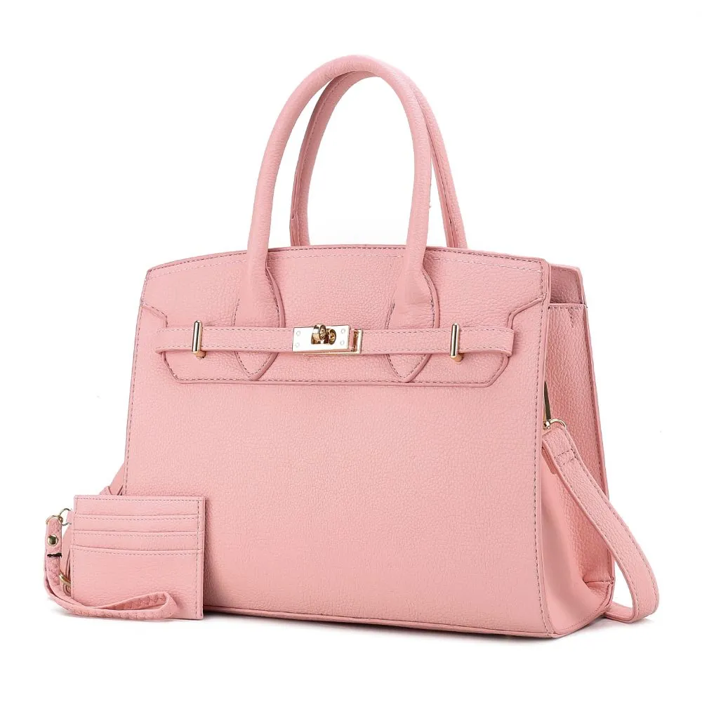 Calla Vegan Leather Womens Satchel Bag with Credit card holder 2 pieces