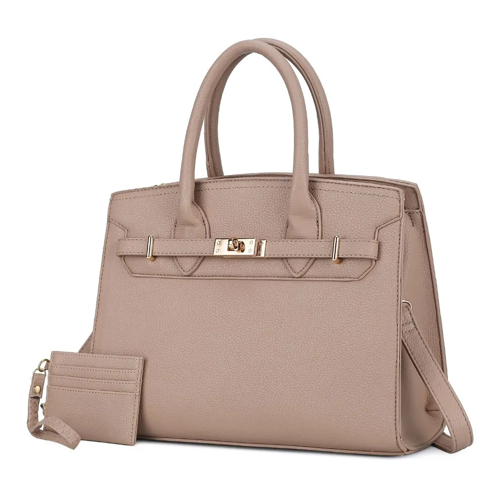 Calla Vegan Leather Womens Satchel Bag with Credit card holder 2 pieces