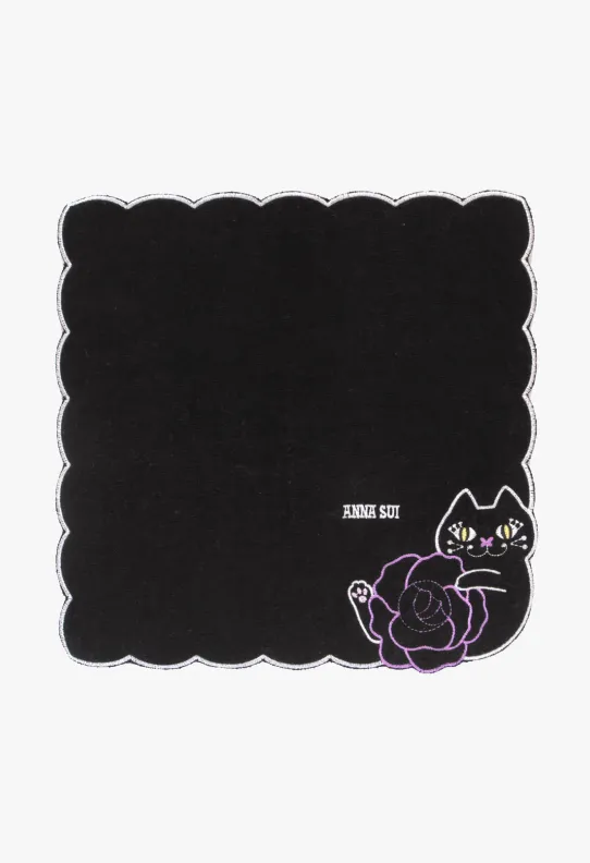 Cat Embroidery Rose Washcloth Annasui