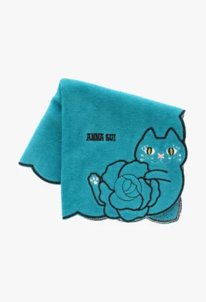 Cat Embroidery Rose Washcloth Annasui