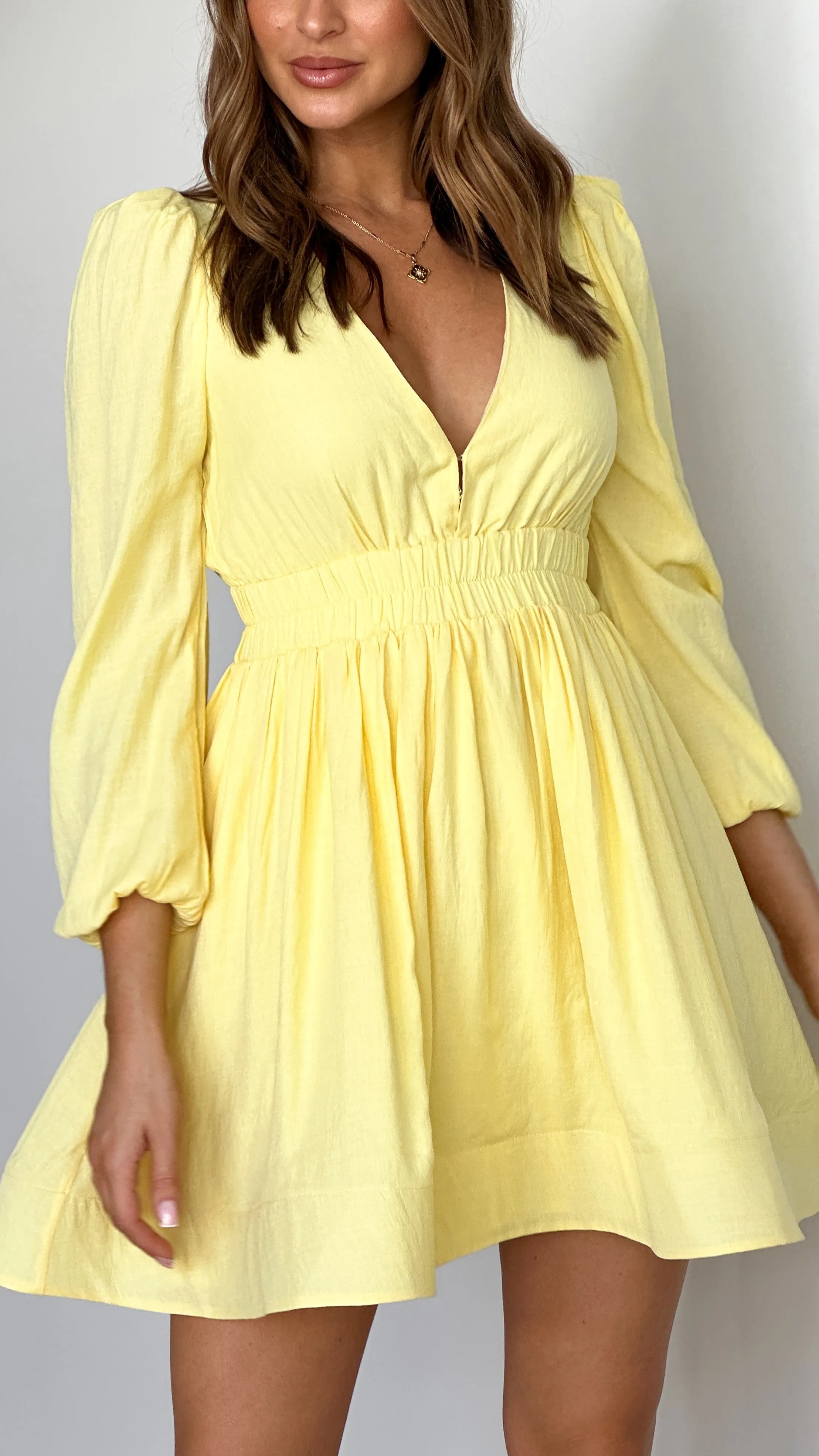 Charlotte Mini Dress - Yellow Billy J