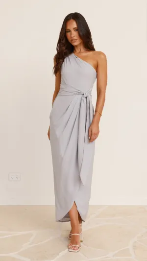 Clara One Shoulder Maxi Dress - Light Grey Billy J