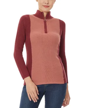 Colorblock Mock Neck Sweater