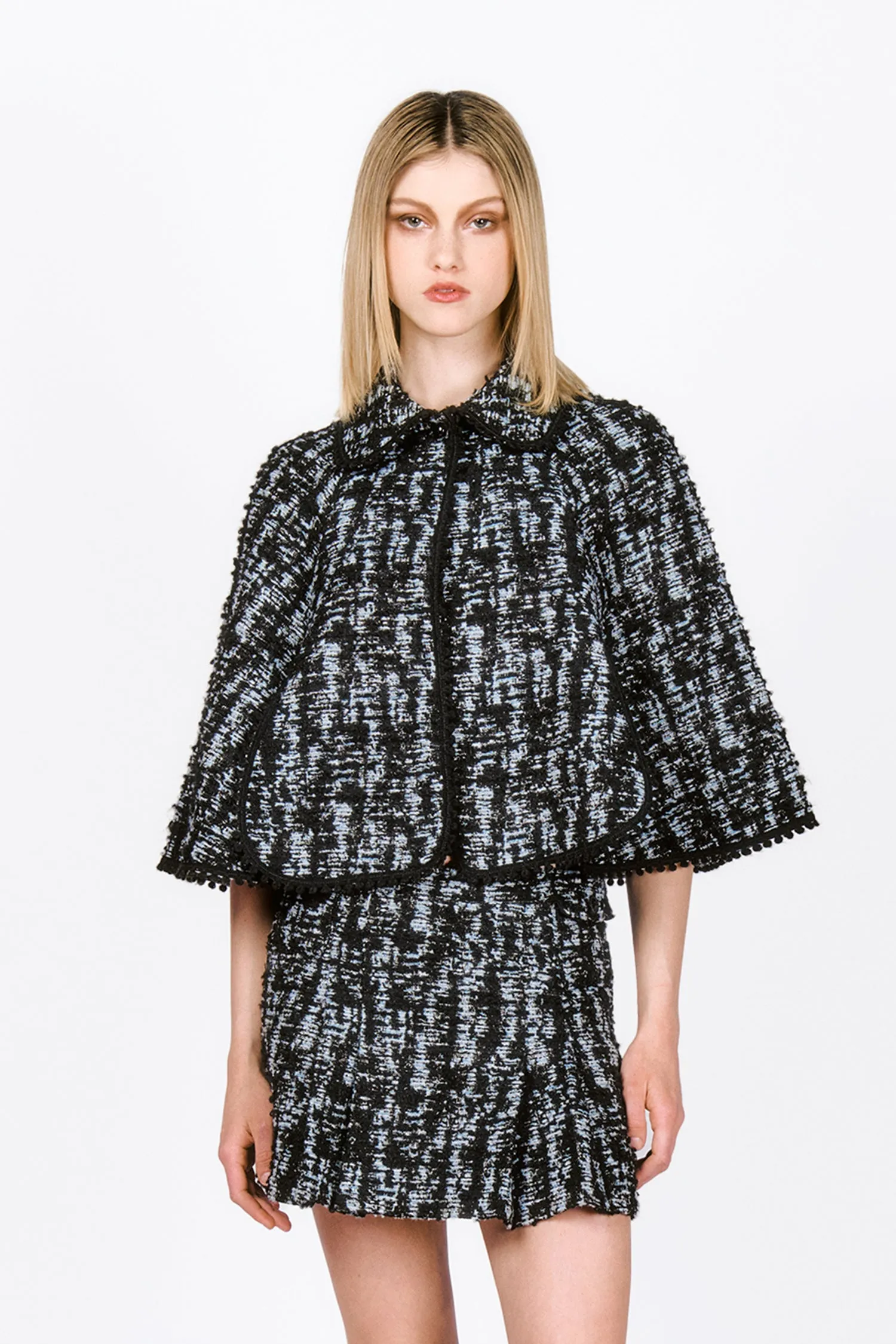 Cornflower Tweed Cape Annasui