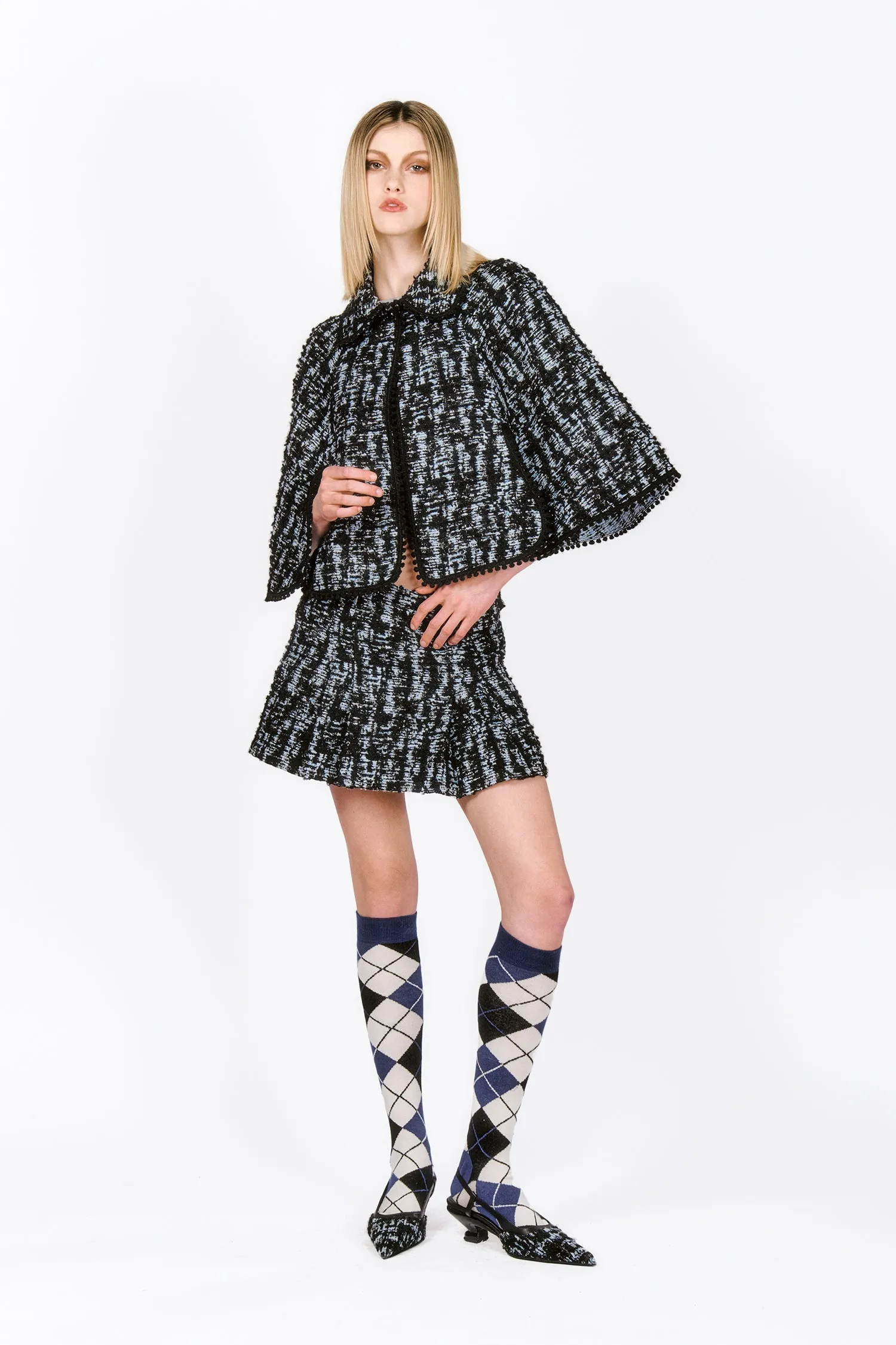 Cornflower Tweed Cape Annasui
