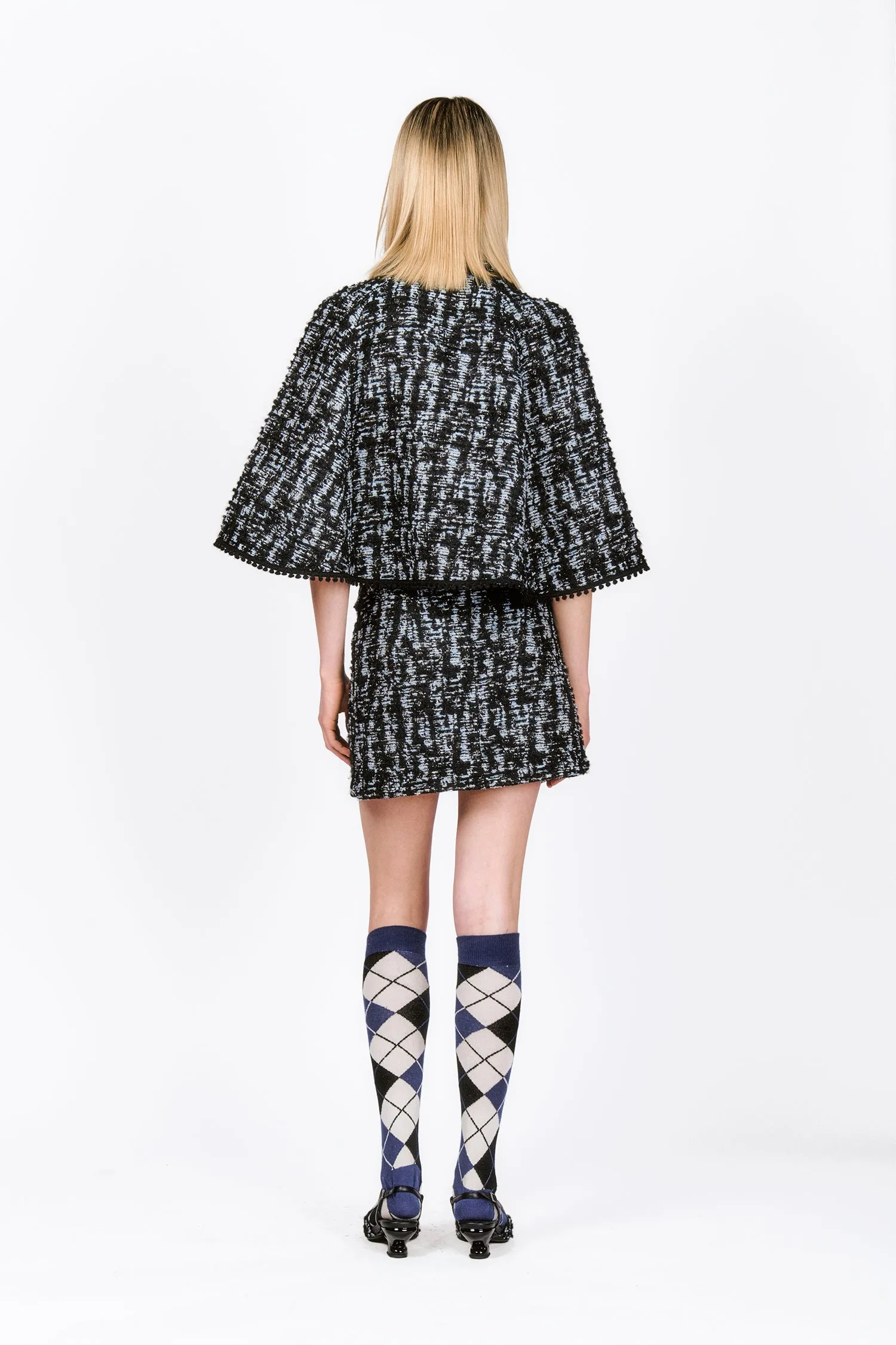 Cornflower Tweed Cape Annasui