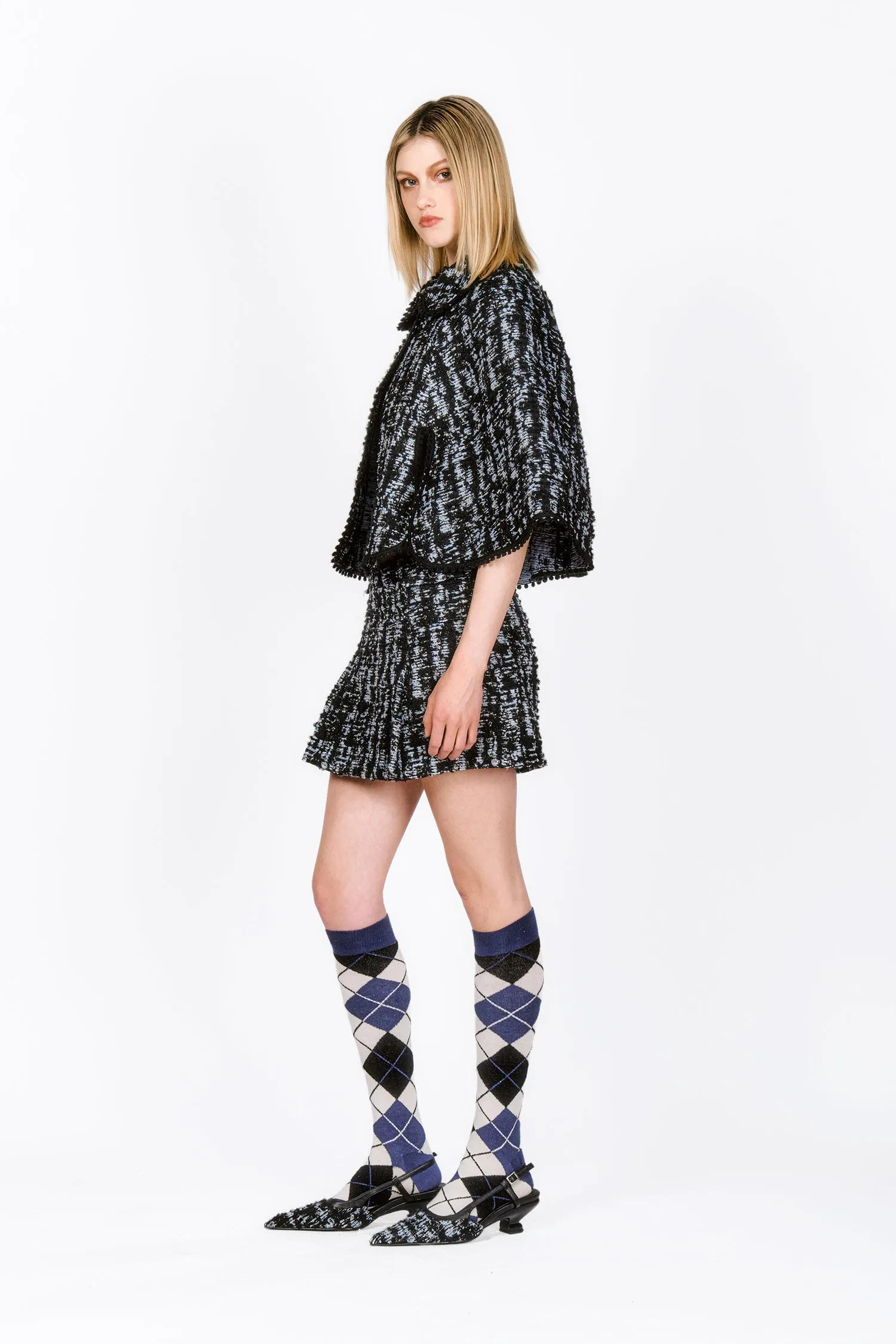 Cornflower Tweed Cape Annasui