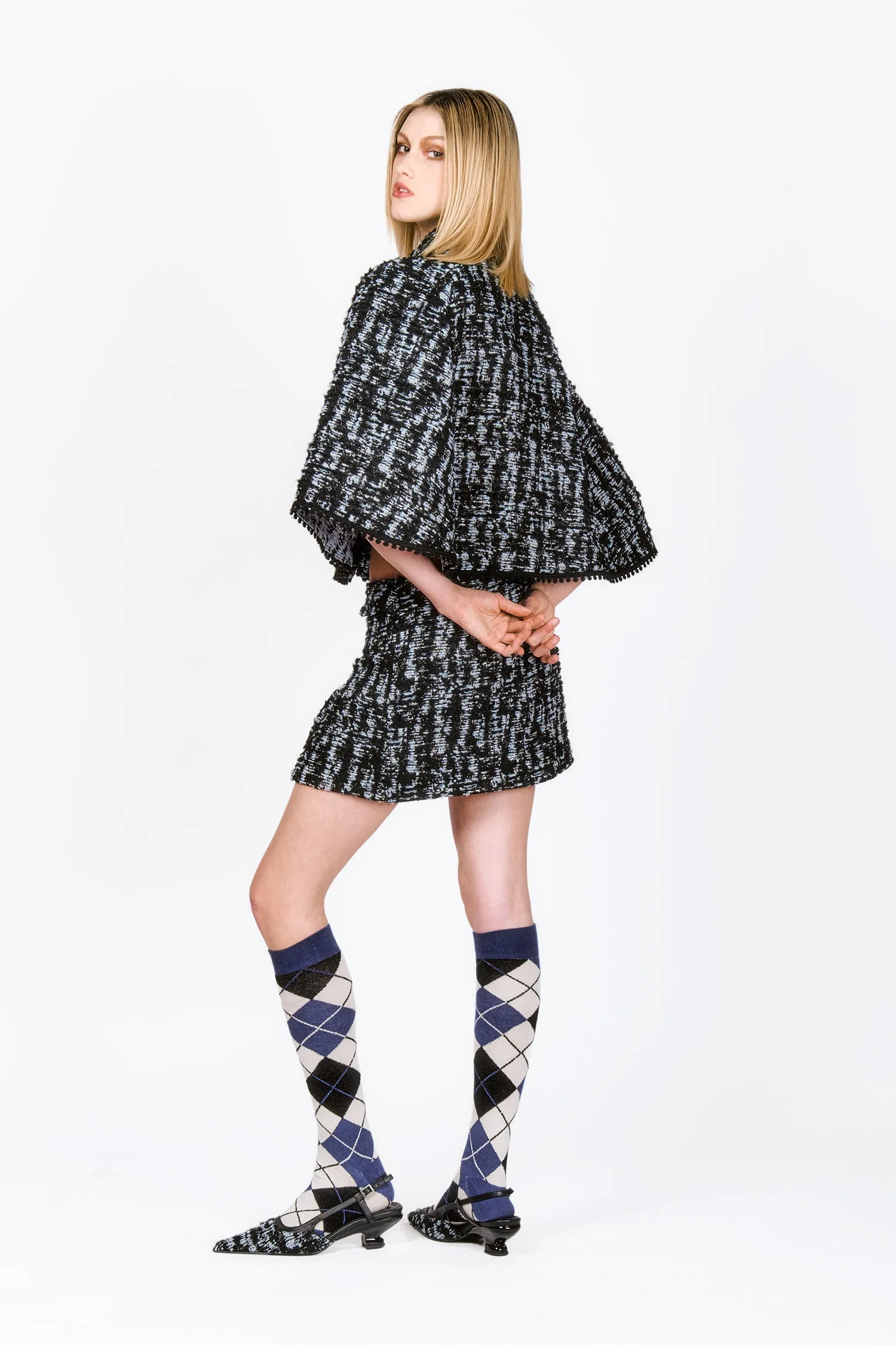 Cornflower Tweed Cape Annasui
