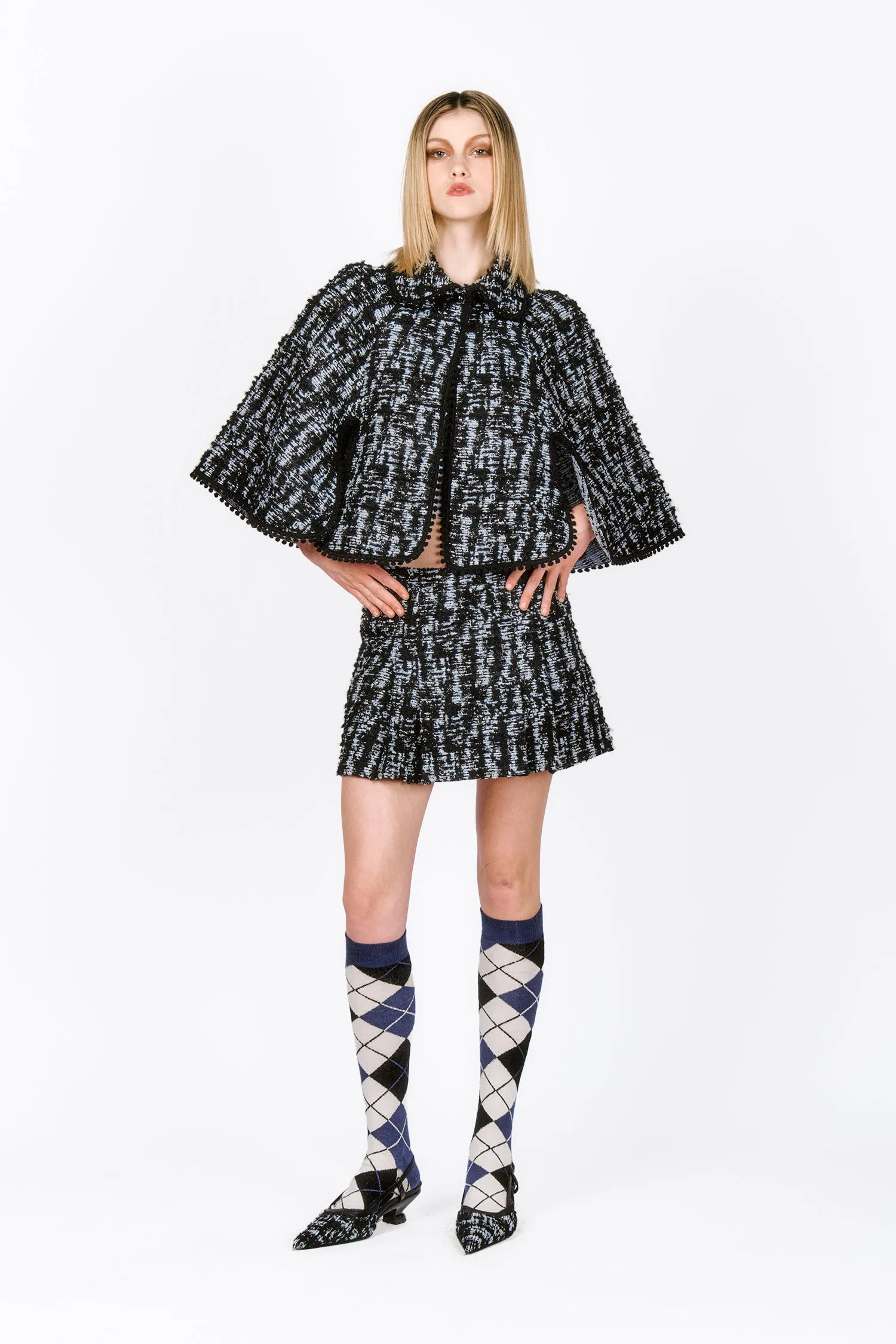 Cornflower Tweed Cape Annasui