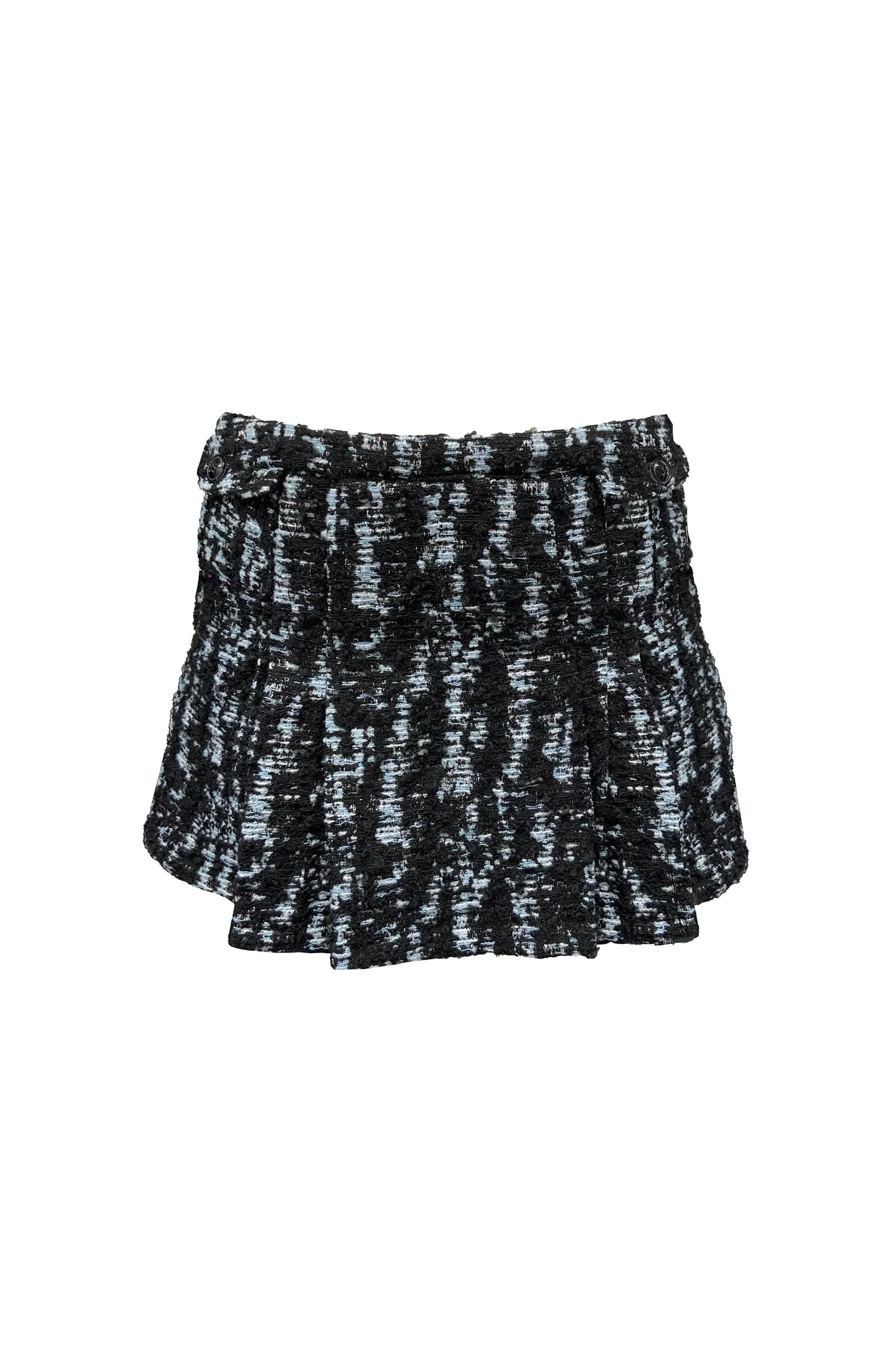 Cornflower Tweed Pleated Mini Skirt Annasui