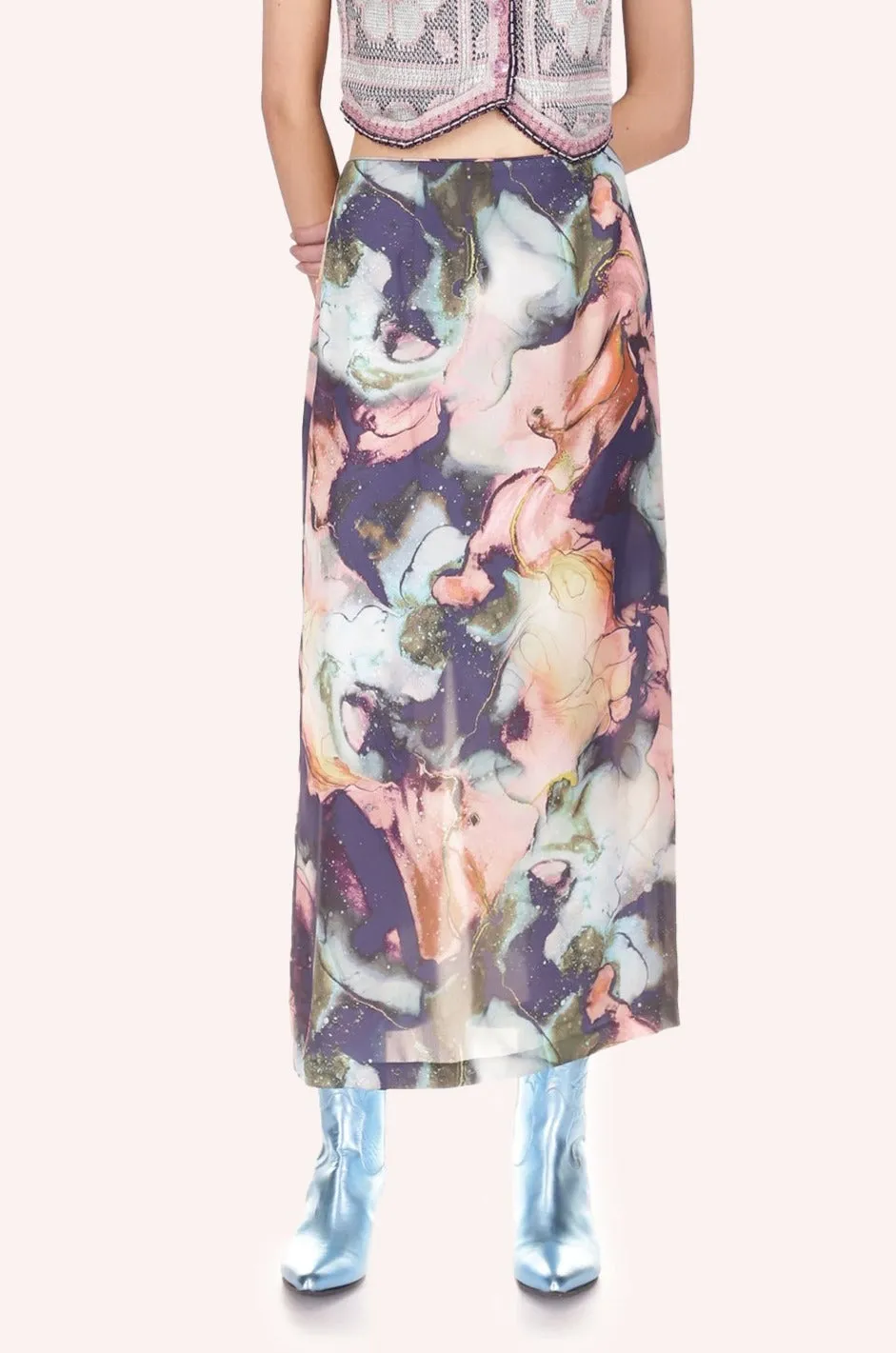 Cosmos Satin Skirt Annasui