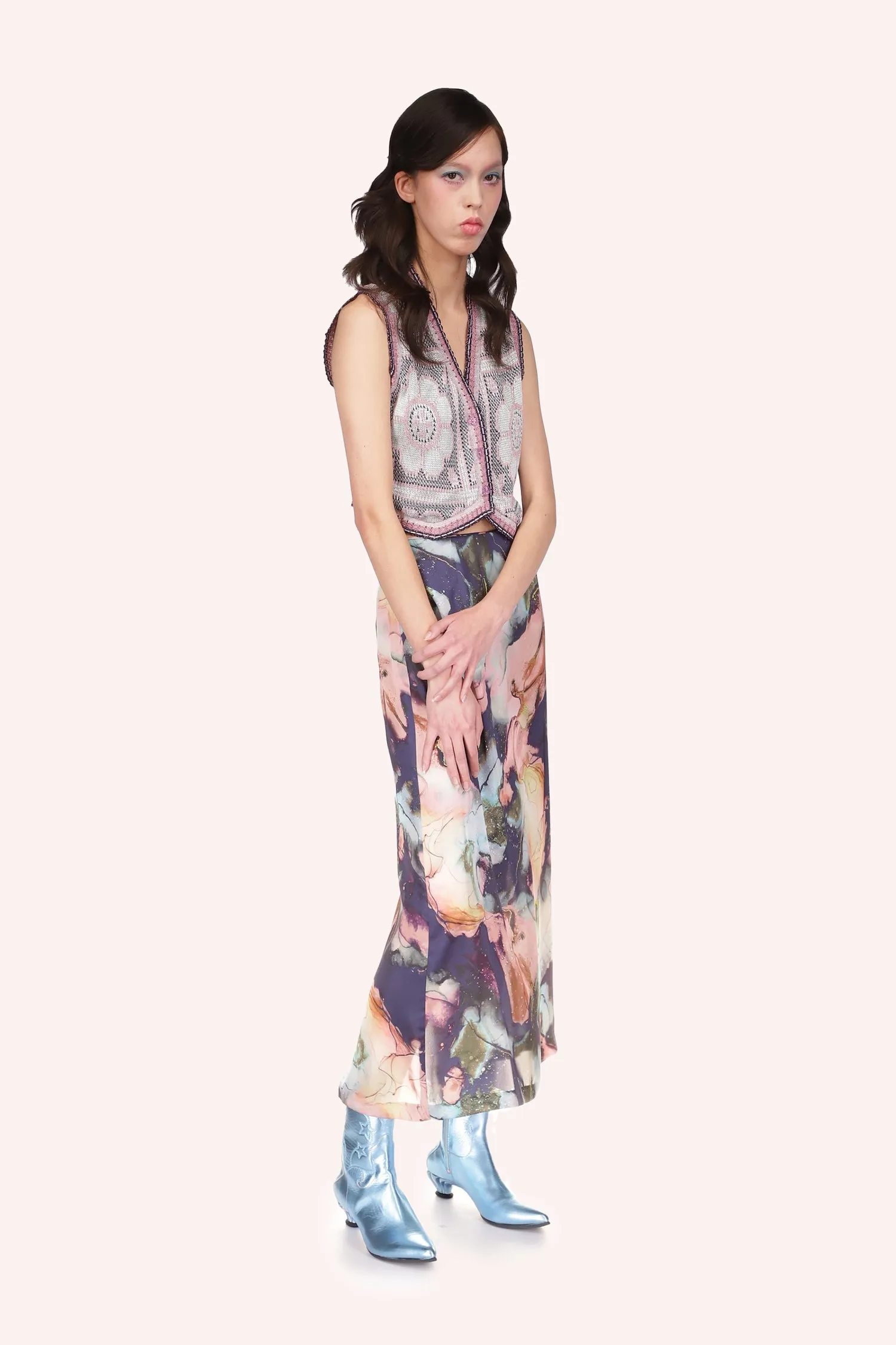 Cosmos Satin Skirt Annasui