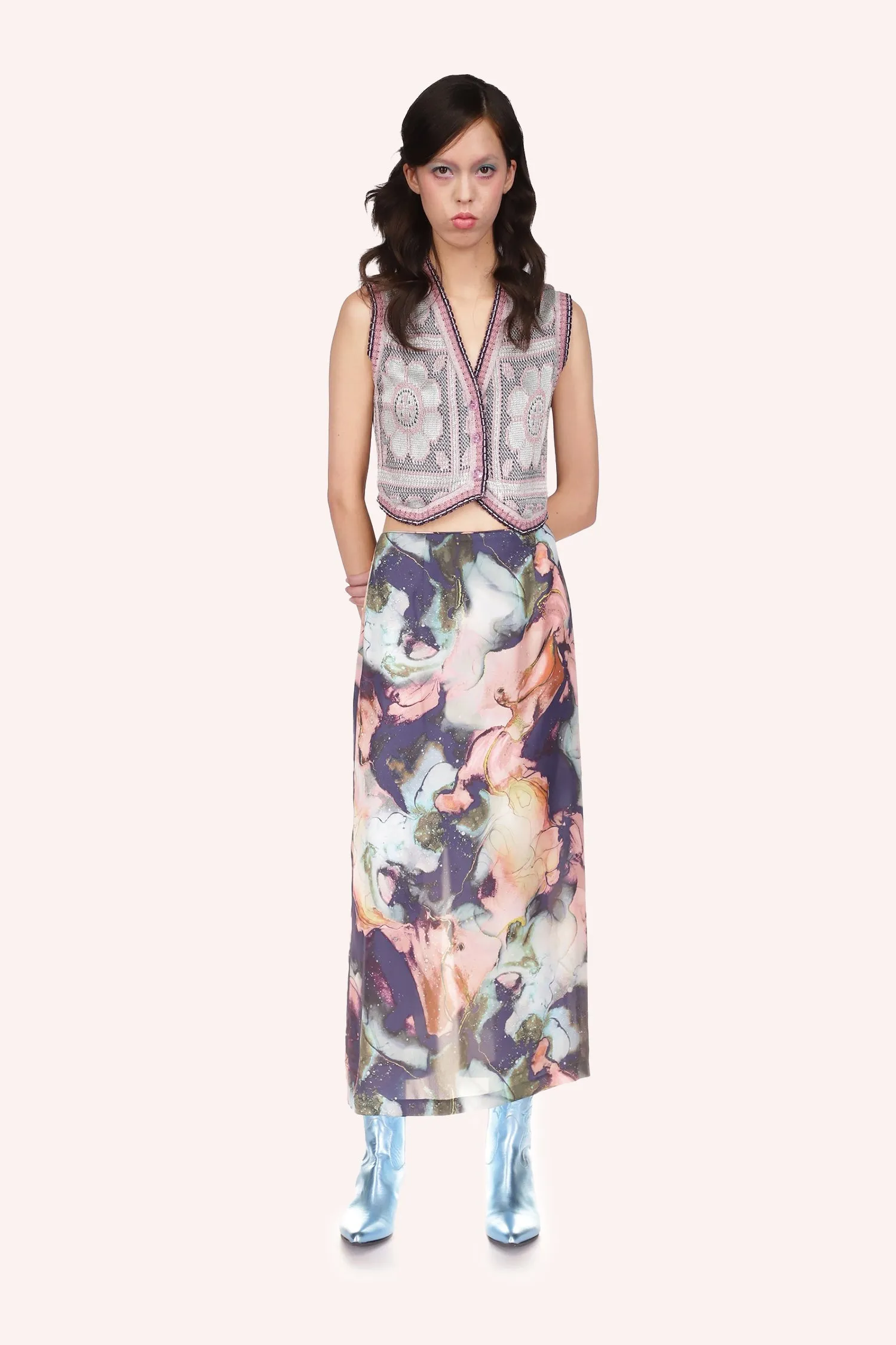 Cosmos Satin Skirt Annasui