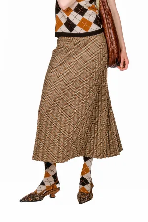 Cotswold Plaid Pleated Maxi Skirt Annasui