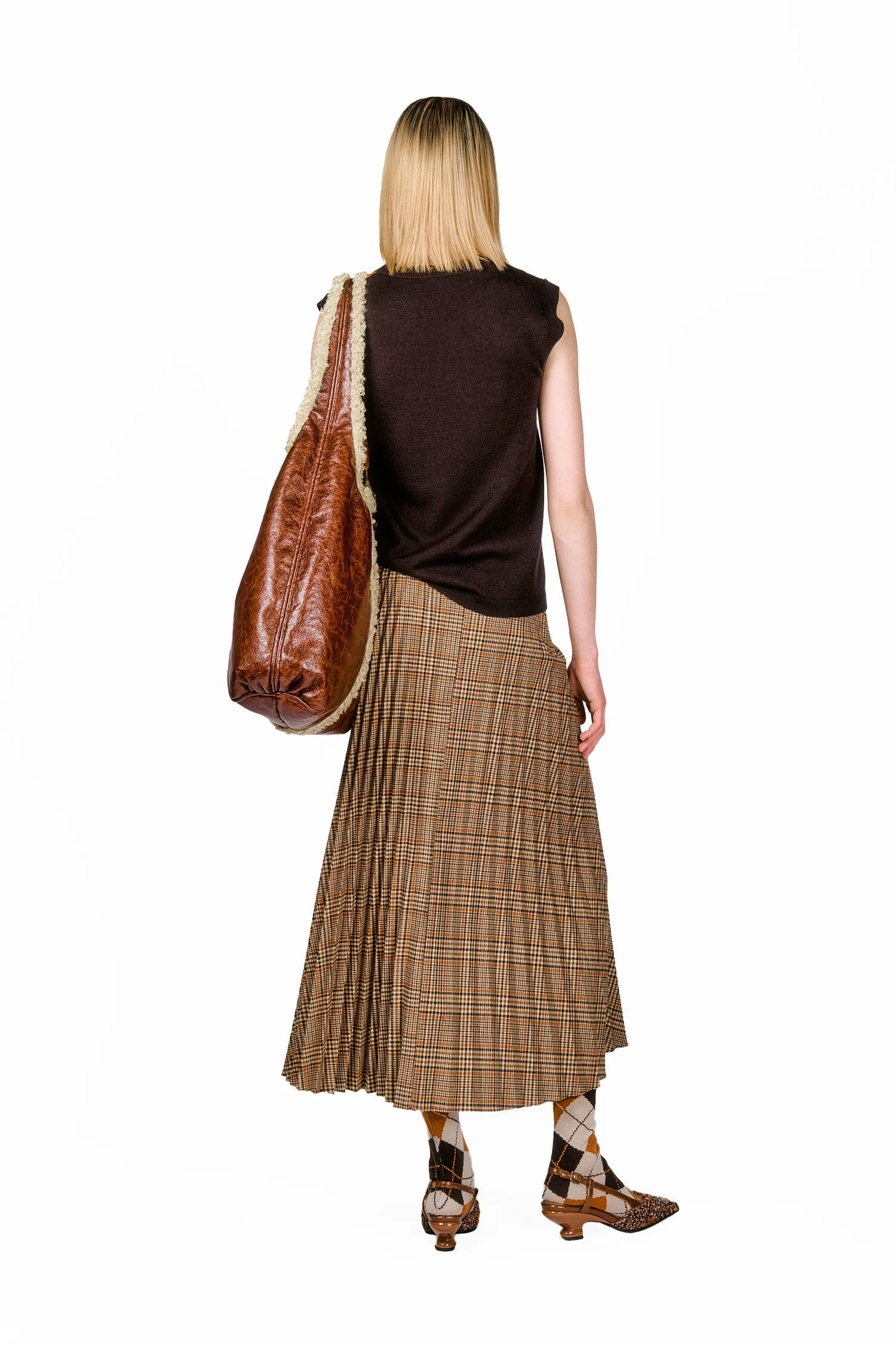 Cotswold Plaid Pleated Maxi Skirt Annasui