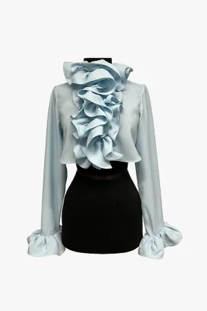 Crepe Ruffle Cropped Blouse Annasui