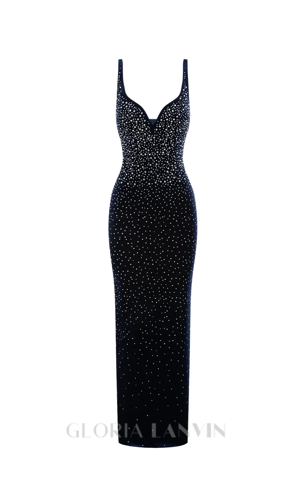 Crystal Velvet Singlet maxi dress in midnight black Gloria Lanvin