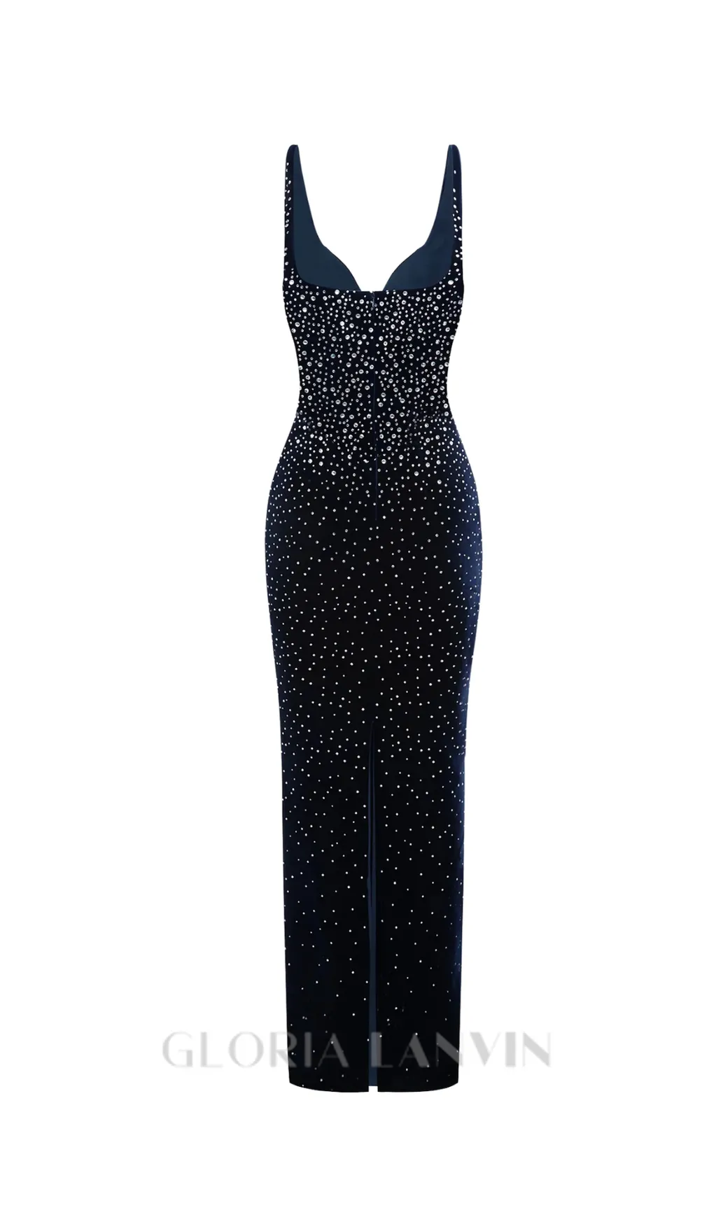 Crystal Velvet Singlet maxi dress in midnight black Gloria Lanvin