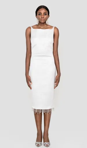 CRYSTALLISED MIDI DRESS IN IVORY Gloria Lanvin