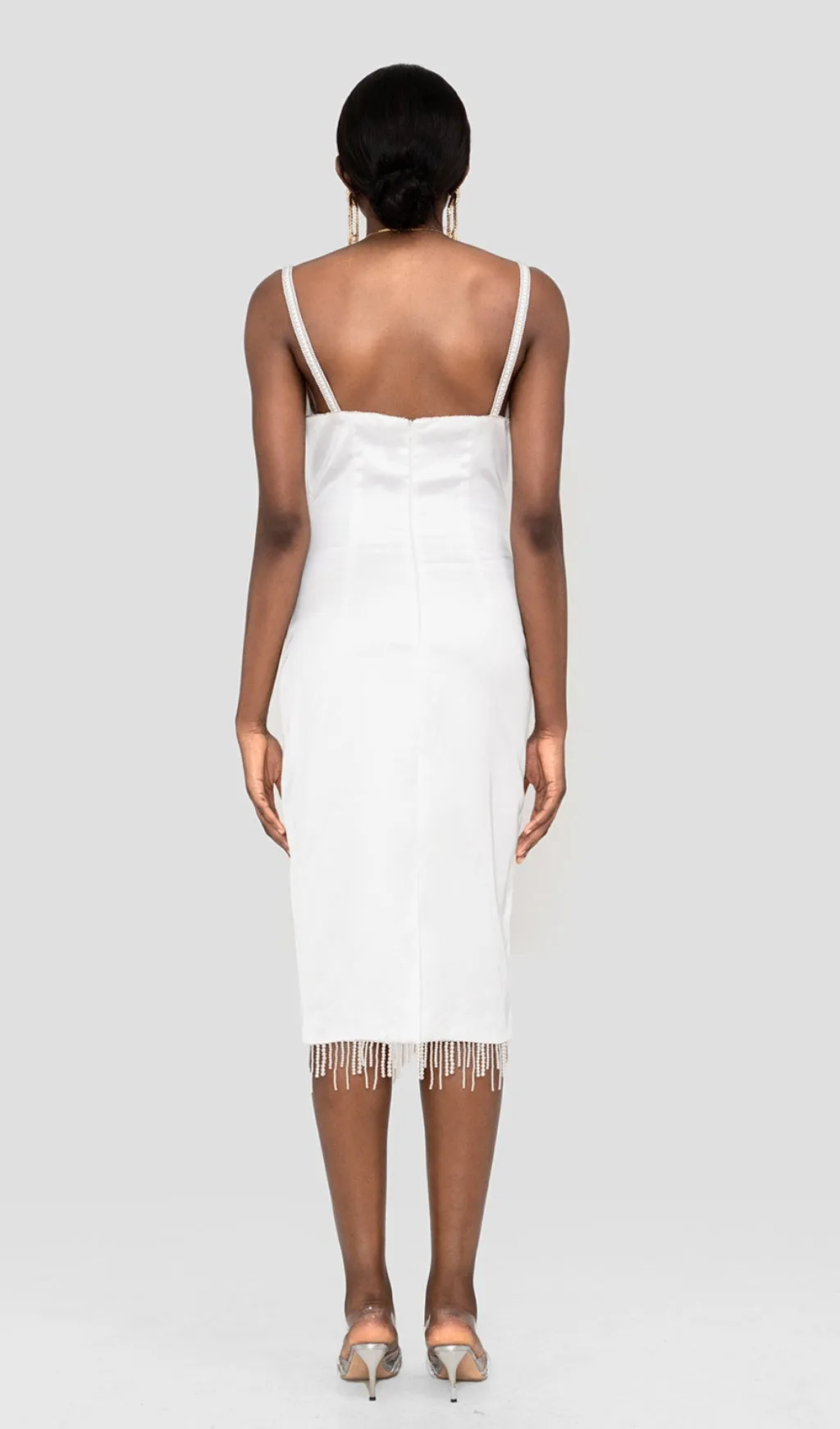 CRYSTALLISED MIDI DRESS IN IVORY Gloria Lanvin