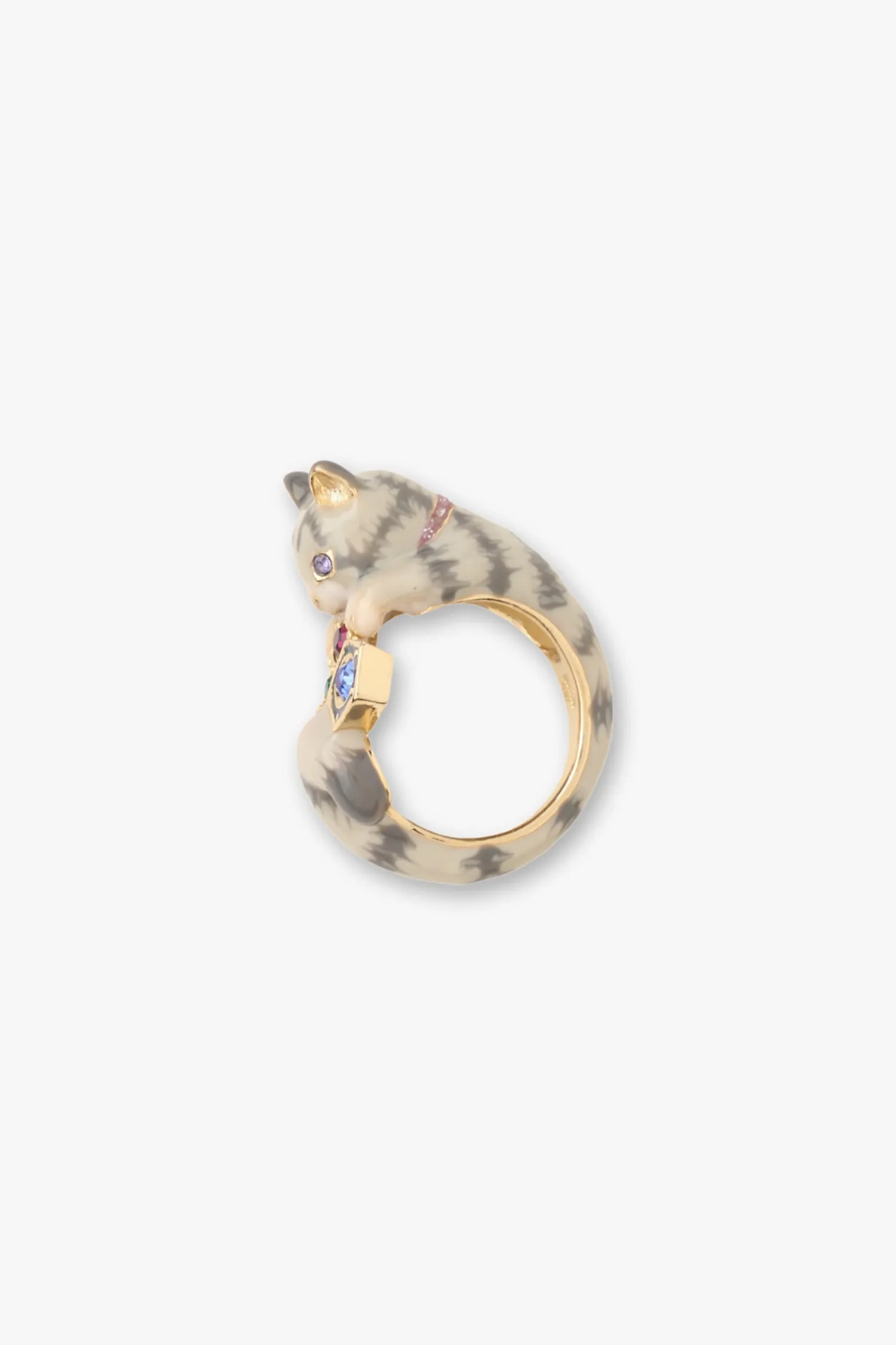 Curled & Cozy Cat Ring - Grey Multi Annasui