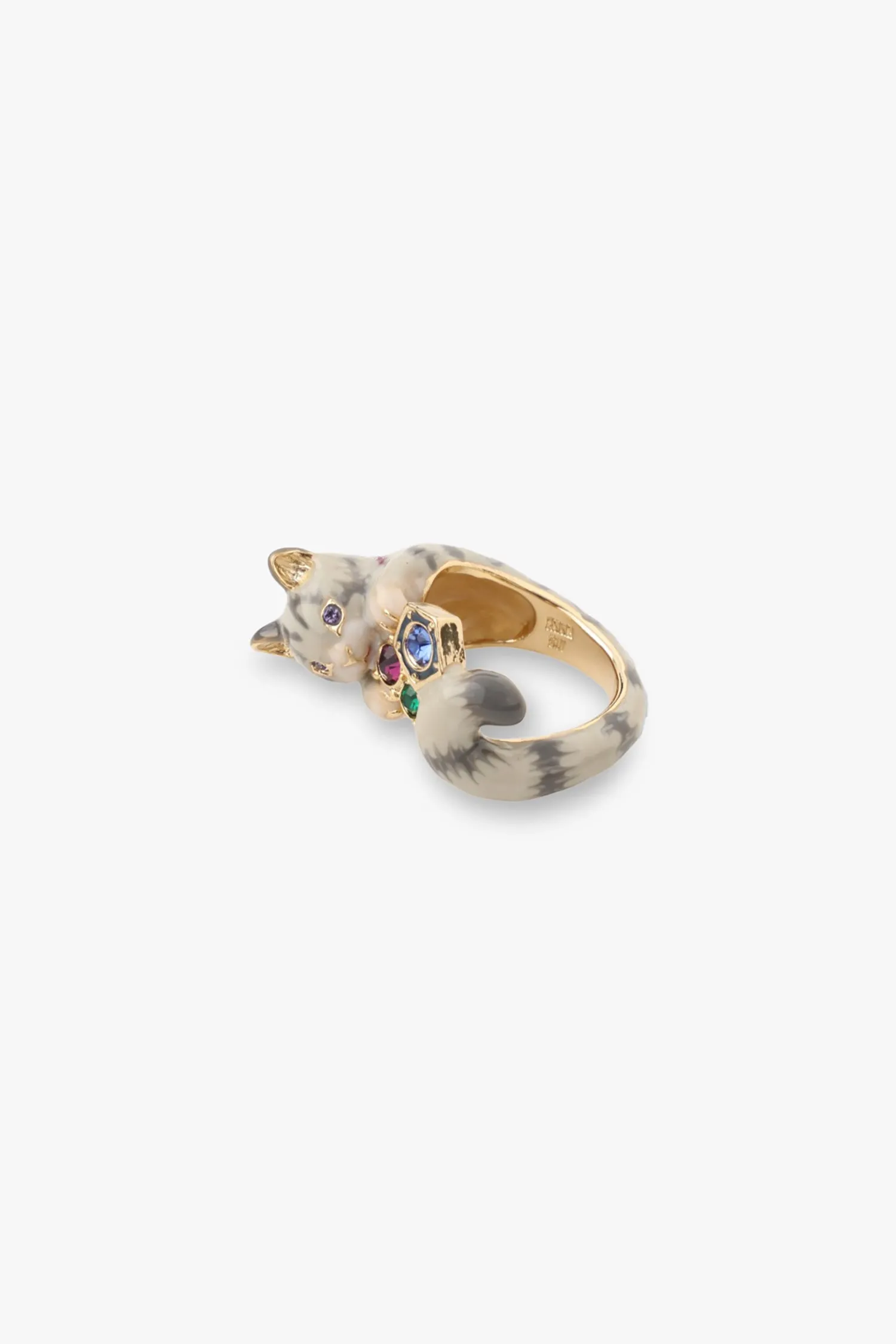 Curled & Cozy Cat Ring - Grey Multi Annasui