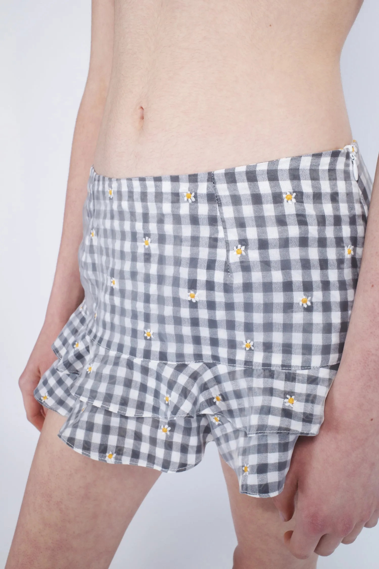 Daisy Embroidery on Gingham Bikini Set Annasui