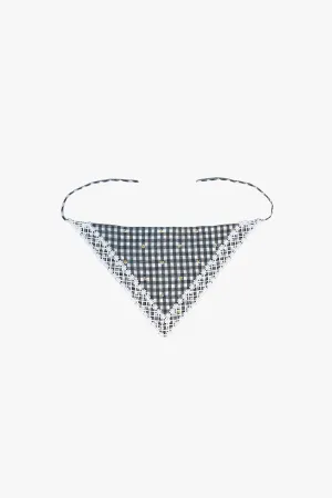 Daisy Embroidery on Gingham Headscarf Annasui