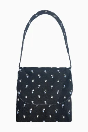 Denim Embroidered Roses Handbag Annasui