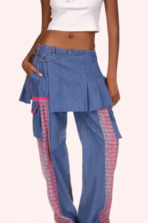 Denim Pleated Wrap Kilt Annasui