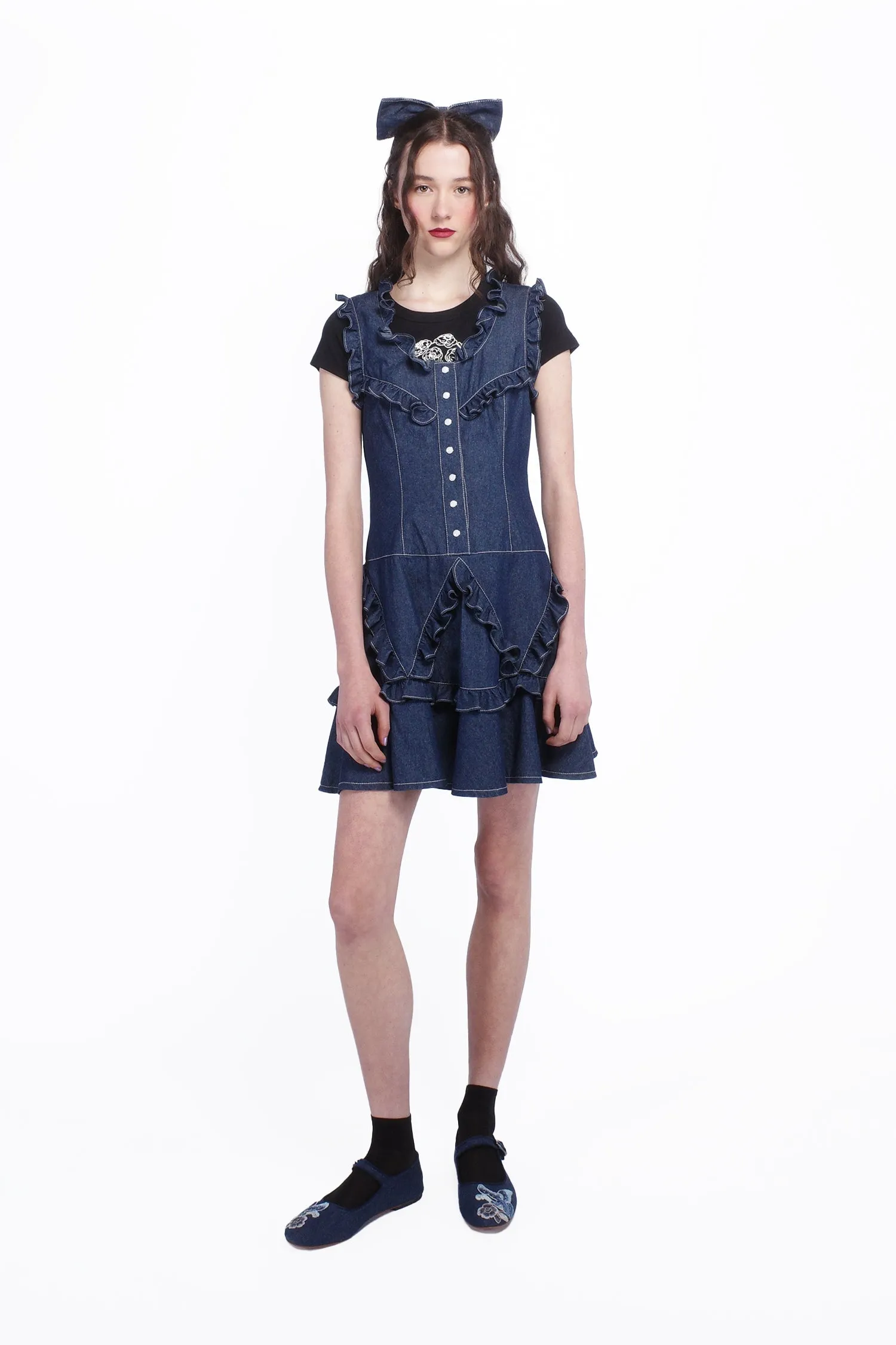 Denim Ruffle Dress Annasui