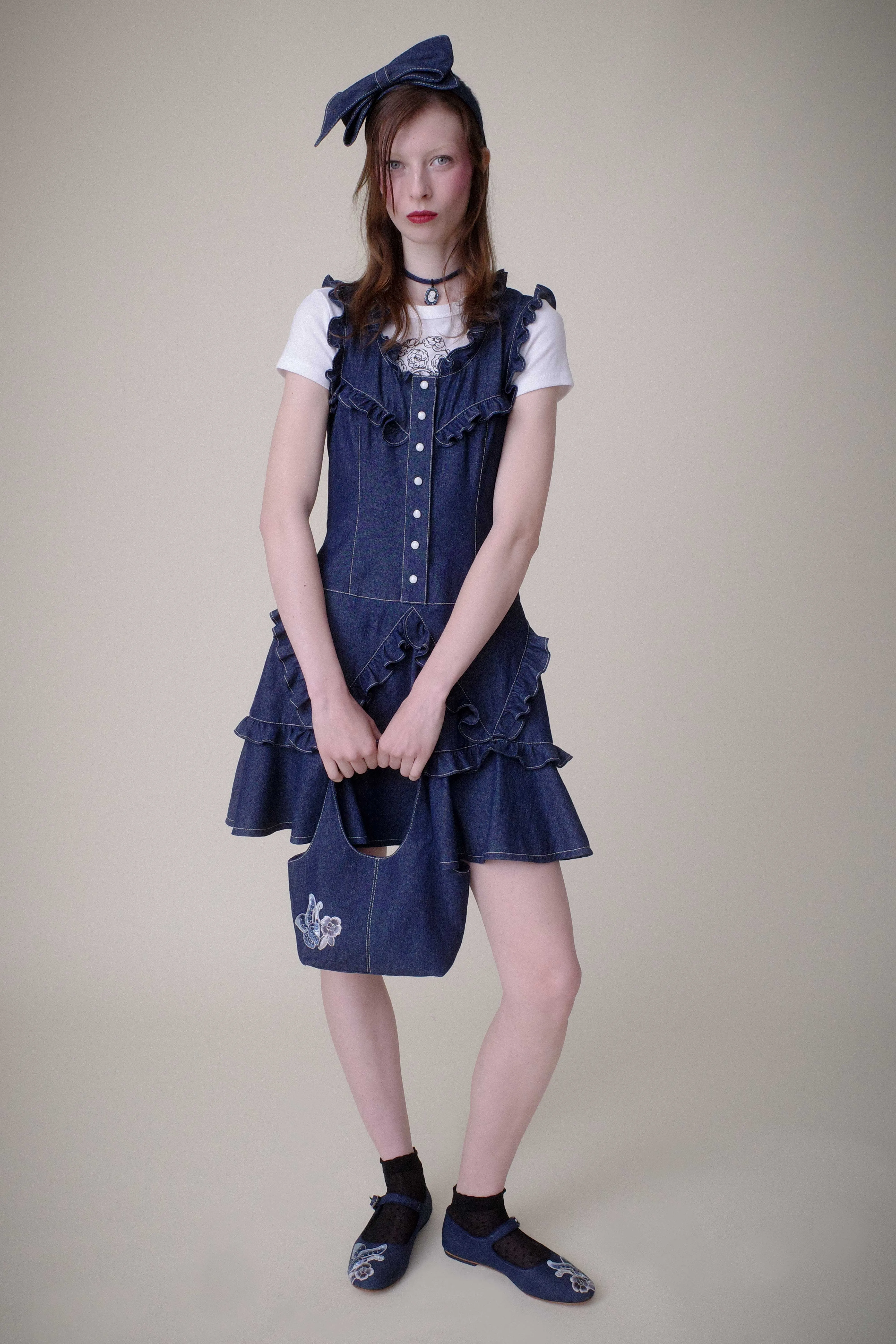 Denim Ruffle Dress Annasui