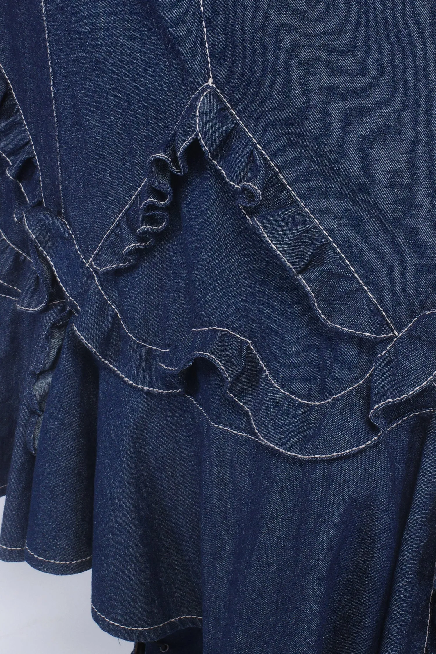 Denim Ruffle Maxi Skirt Annasui
