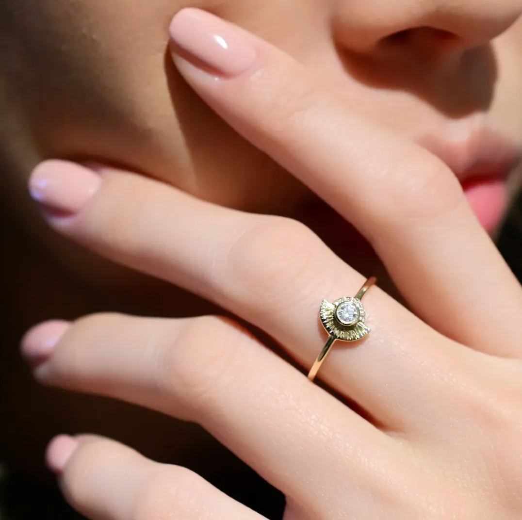 Diamond Half Sun Ring