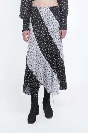 Ditsy Dot Chiffon Contrast Flowy Skirt Annasui