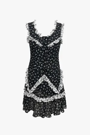 Ditsy Dot Chiffon Ruffle Dress Annasui