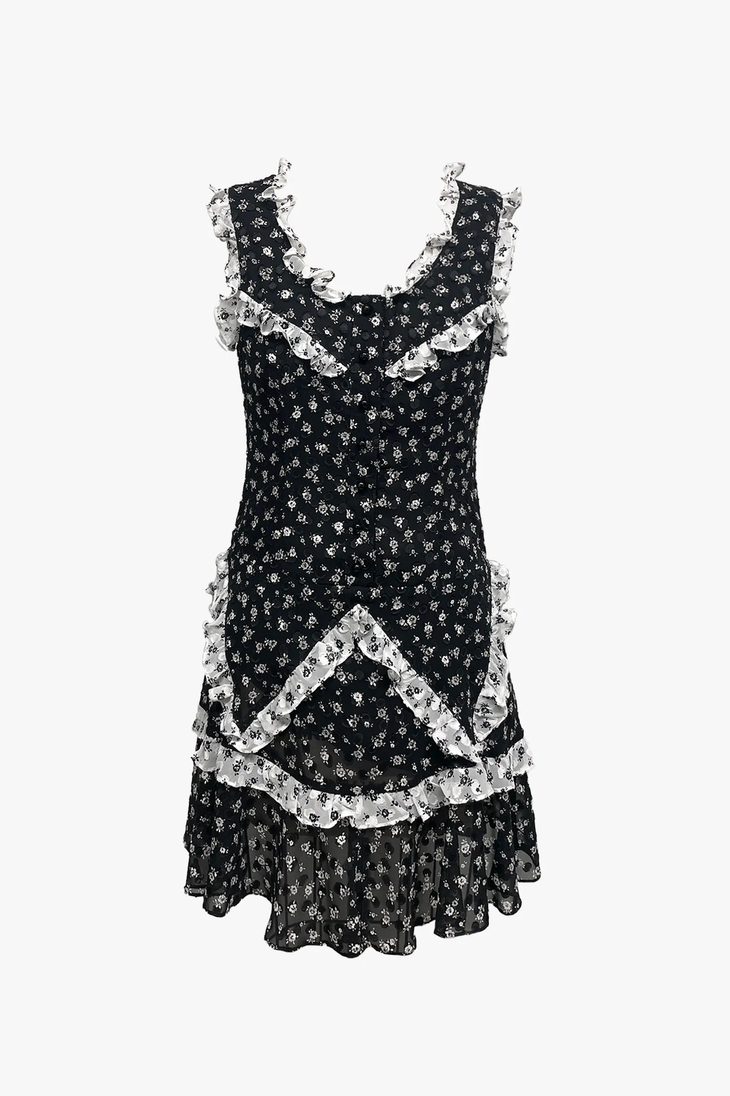 Ditsy Dot Chiffon Ruffle Dress Annasui