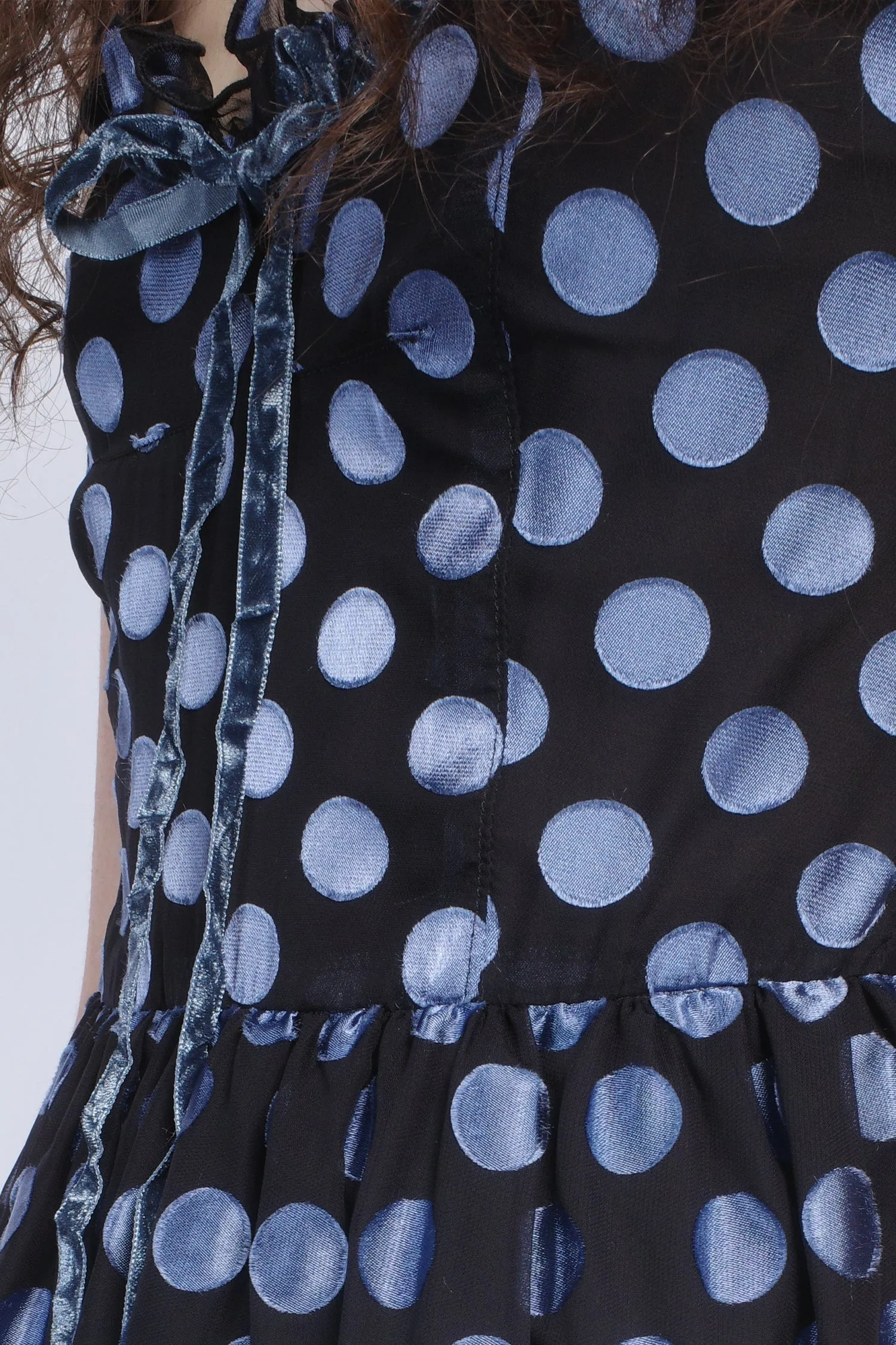 Dot Chiffon Ruffle Mini Dress Annasui