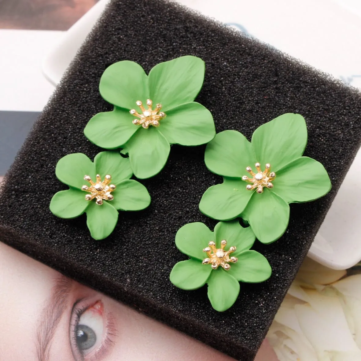 DOUBLE FLOWER EARRINGS Gloria Lanvin