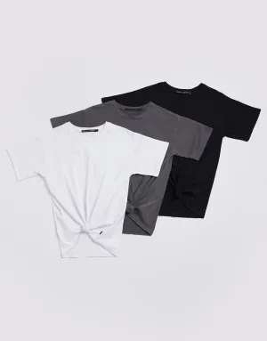 Downtown Tie Tee 3pk White/Black/Char