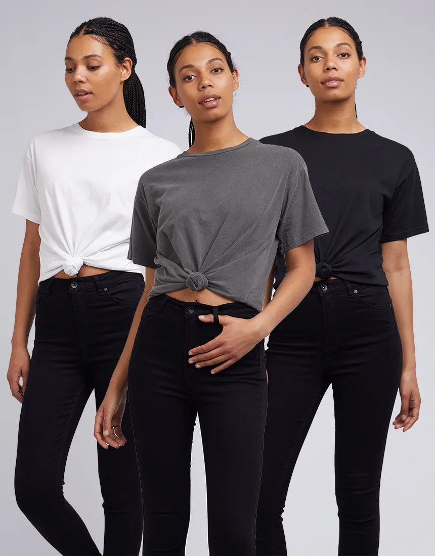 Downtown Tie Tee 3pk White/Black/Char