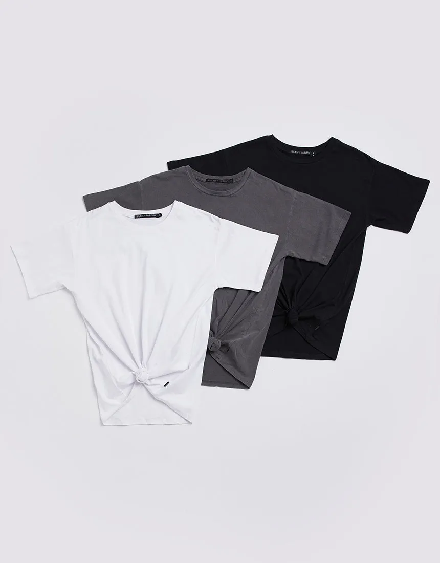 Downtown Tie Tee 3pk White/Black/Char