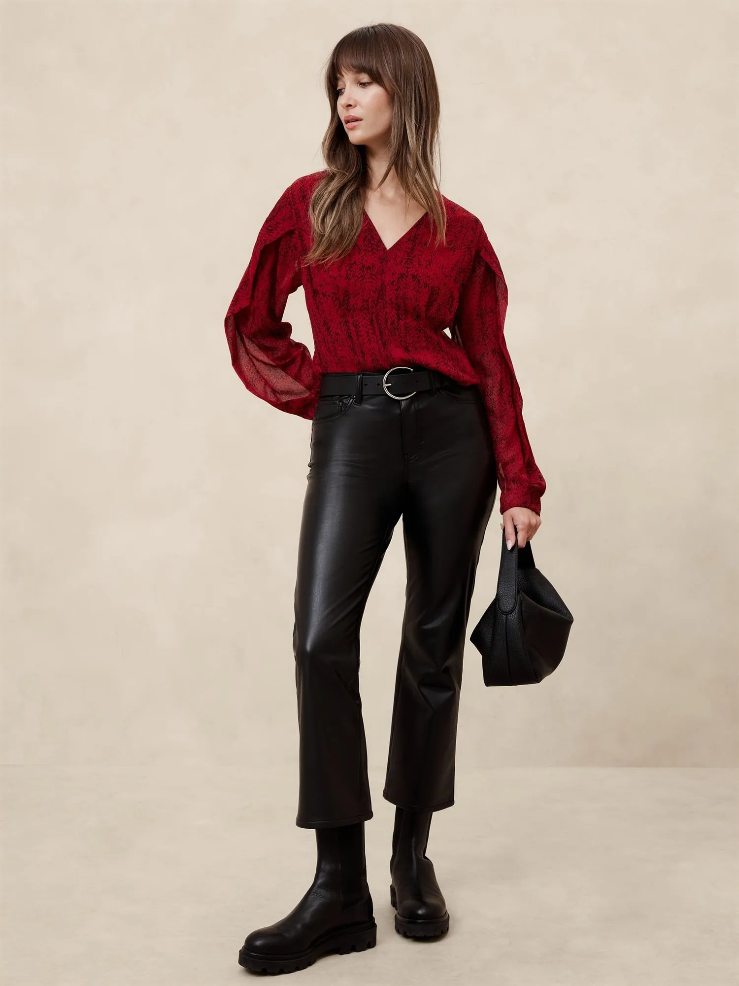 Draped-Sleeve Top Banana Republic