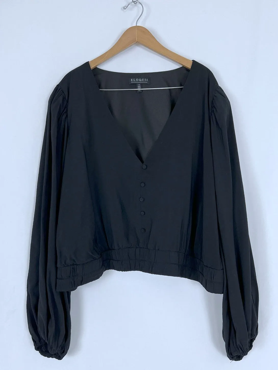 eloquii Size 32 Black Crop Blouse